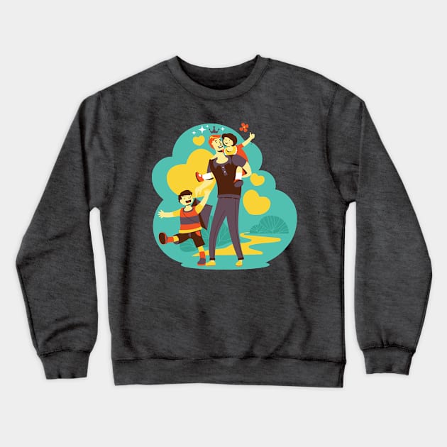 A father and his sons, son and daughter Crewneck Sweatshirt by Spring Moon